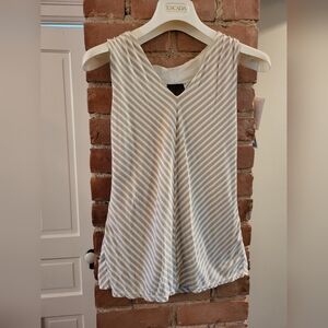 White House Black Market - size L tan, white, metallic silver halter top